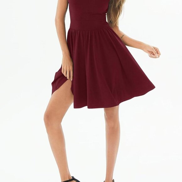 Women's V Neck Sleeveless Summer Dress Pleated Boho Midi Swing Casual - Picture 5 of 5